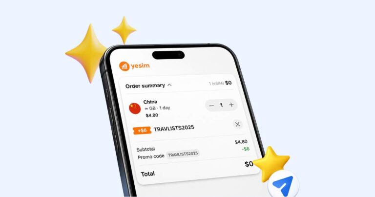 Yesim eSIM Coupon Code 2026: Get $6 Off With TRAVLISTS2025