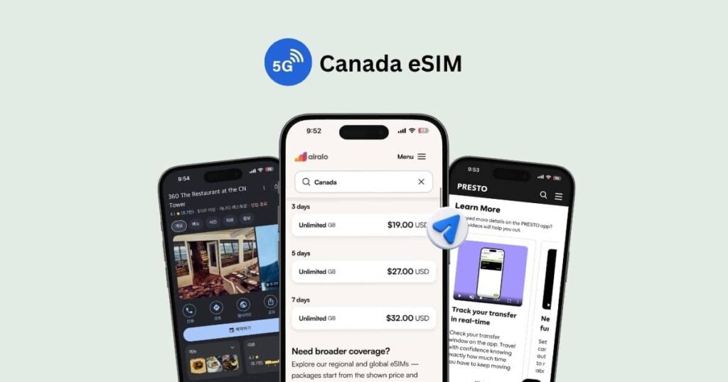 Airalo Canada eSIM unlimited data plans and pricing on iPhone