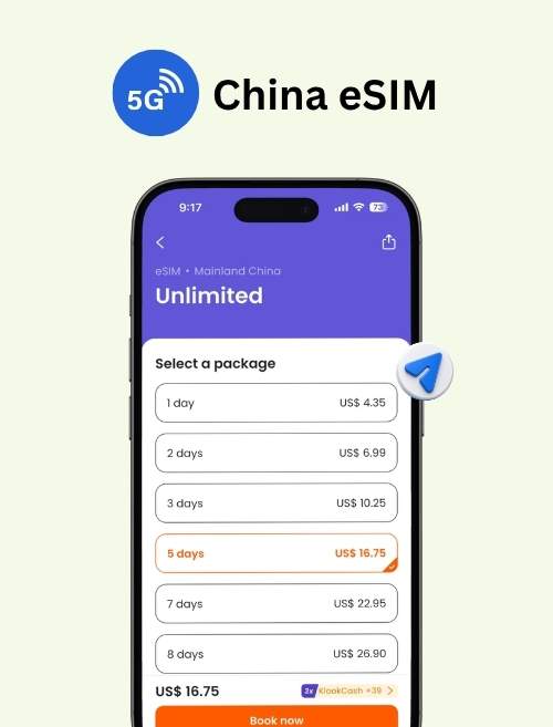 Klook China eSIM unlimited data plan options and pricing