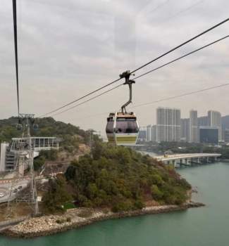 View from the Ngong Ping 360 cable car in Hong Kong