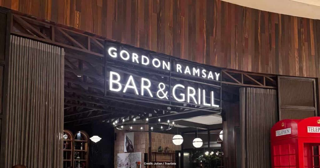 Gordon Ramsay Bar & Grill Philippines illuminated entrance signage at Newport World Resorts Manila