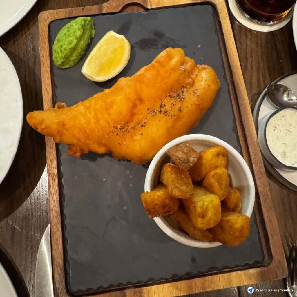 Fish and chips with mushy peas and lemon at Gordon Ramsay Bar & Grill Philippines