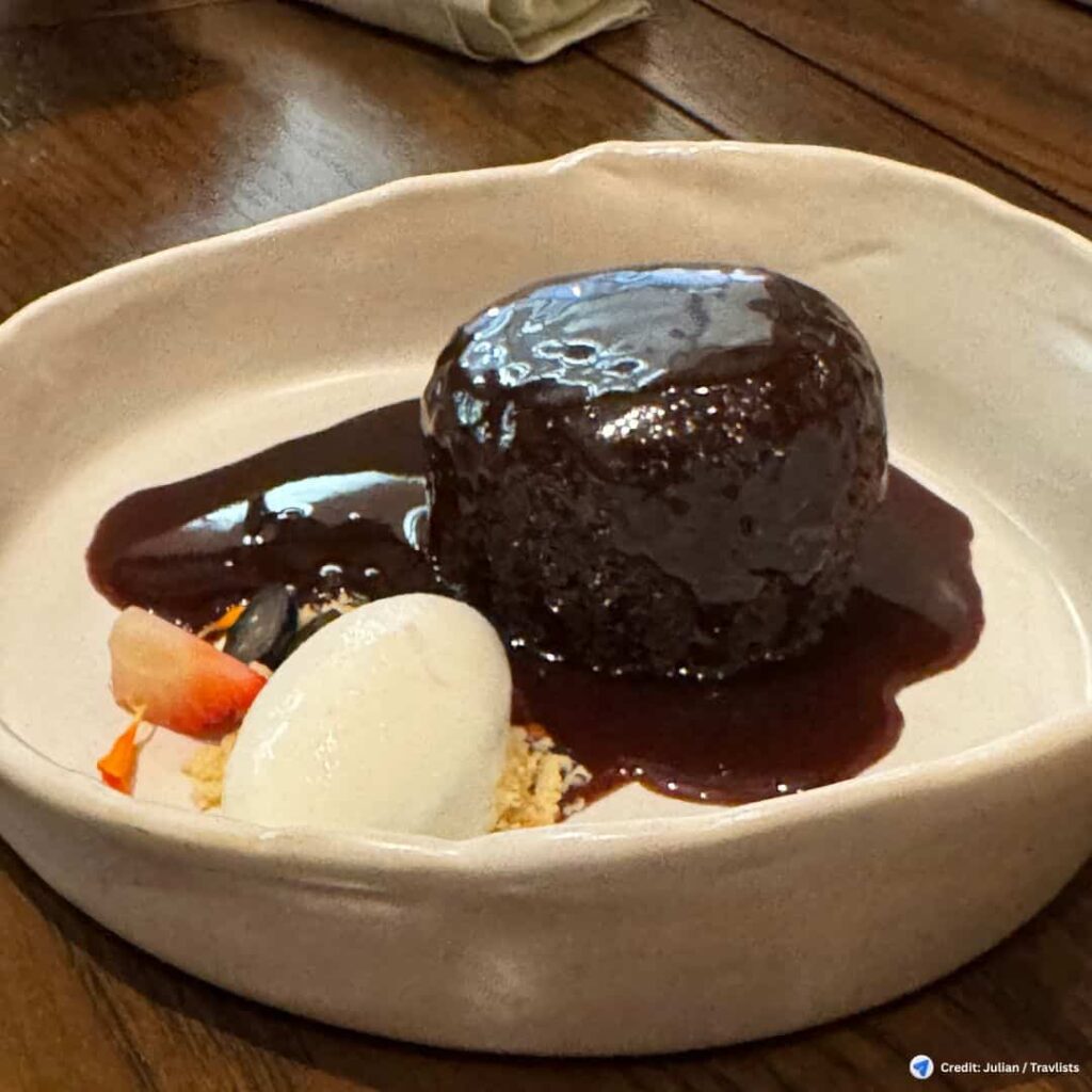 Sticky toffee pudding with vanilla ice cream at Gordon Ramsay Bar & Grill Philippines