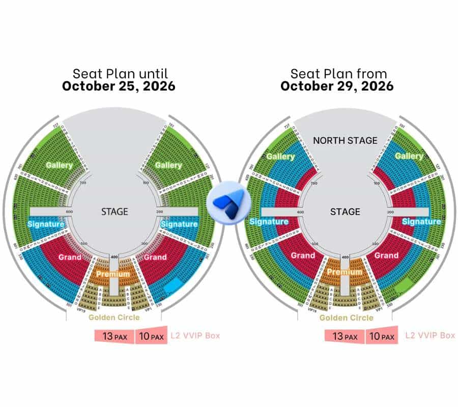 House of Dancing Water Macau seat plan comparison before and after the October 29 2026 seating chart change